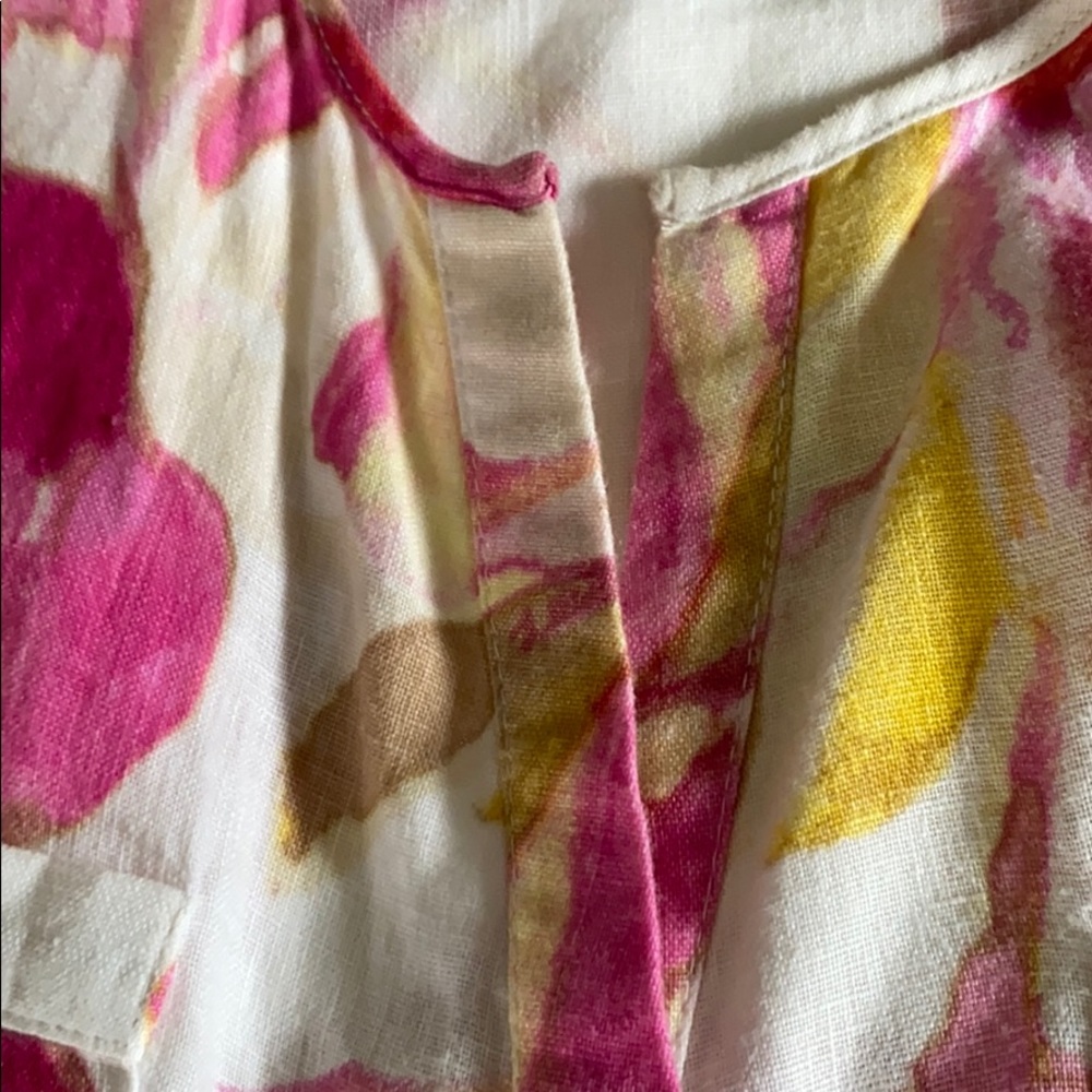 Vibrant v neck linen shirt size 14